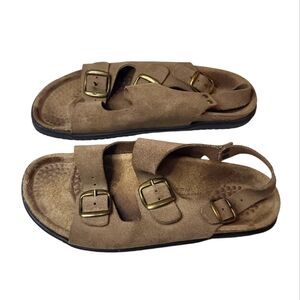 Premier Italy women's brown leather footbed sandals 8M made in Italy